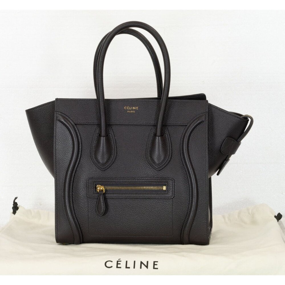 CELINE LUGGAGE MICRO BAG GRAINY LEATHER DARK EGGPLANT COLOR
